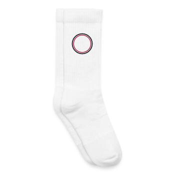 Circle Frame Red - Design your own custom text - Kids Tennis Socks - white - Right