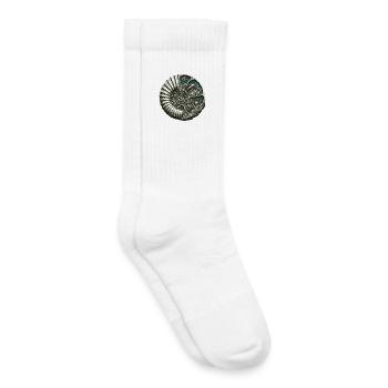 Ammonite Fossil Prehistoric Reef Cutaway - Kids Tennis Socks - white - Right
