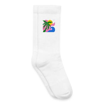 Abstract Palm Tree & Sun: Summer Design - Kids Tennis Socks - white - Right