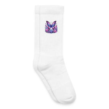 Crystal Butterfly Blossoms - Kids Tennis Socks - white - Right