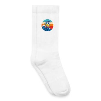 Retro Sunset Surf Cartoon Shark - Kids Tennis Socks - white - Right