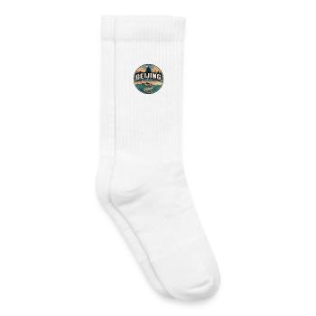 Retro Beijing Great Wall Travel Badge - Kids Tennis Socks - white - Right