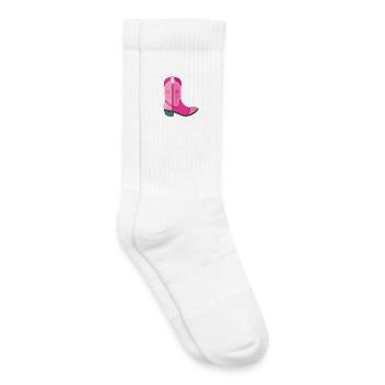 Pink Cowboy Boot - Kids Tennis Socks - white - Right