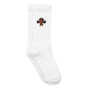 Fitness dachshund – powerhouse in the gym - Kids Tennis Socks - white - Right
