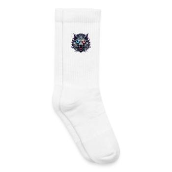 Neon Dual Eyed Wolf - Kids Tennis Socks - white - Right