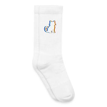EDM Cat - Electronic Dance Music - Kids Tennis Socks - white - Right