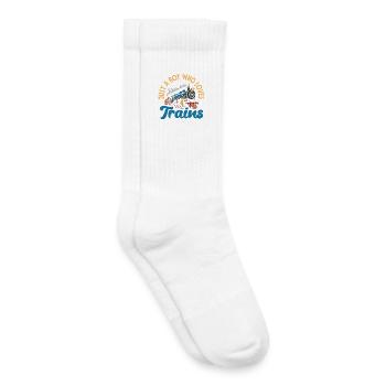 Who Tooted Funny Train Locomotive Humor - Kids Tennis Socks - white - Right