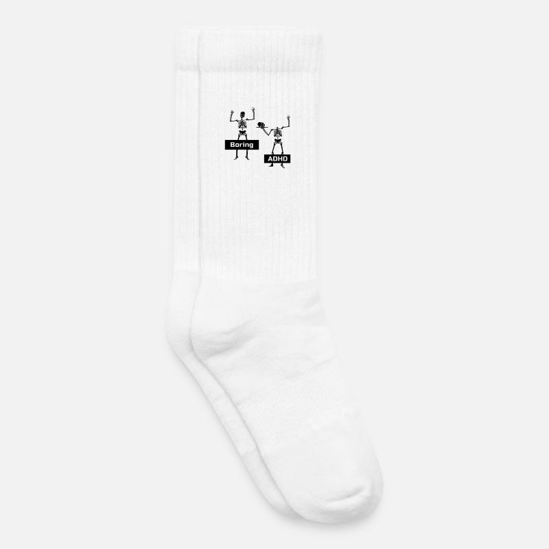 Boring vs ADHD ADHS Spruch Geschenk - Kinder Tennissocken - Weiß