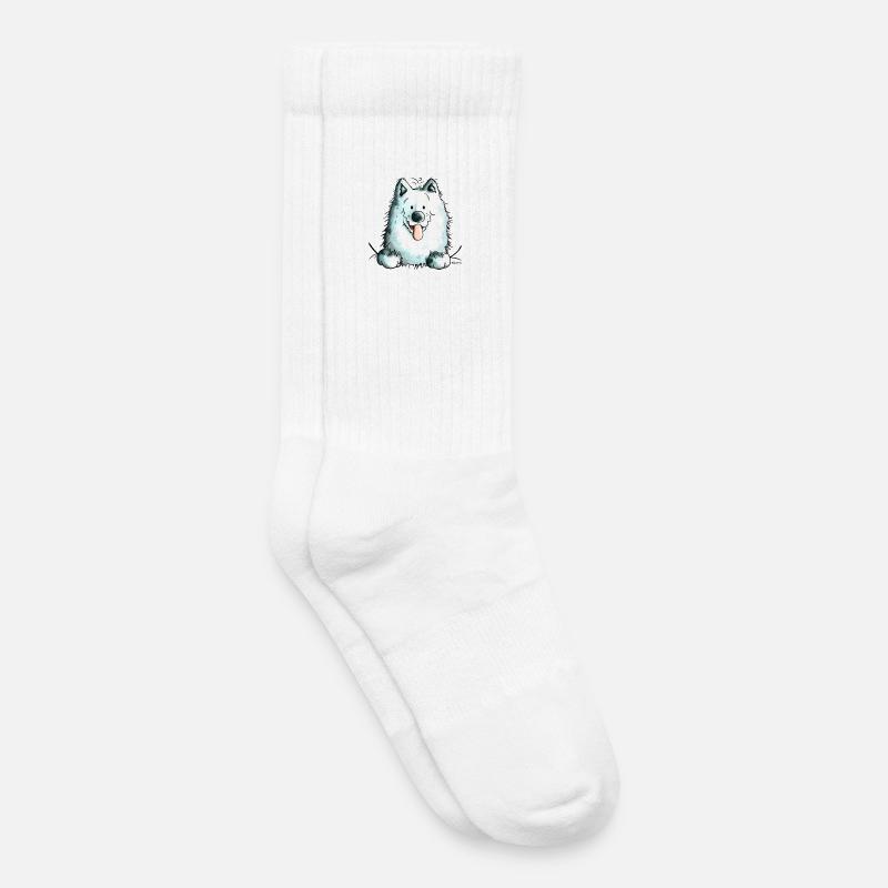 Neugieriger Samojede - Kinder Tennissocken - Weiß