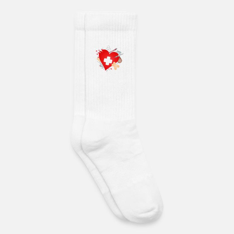 Erste Hilfe Set oder Reiseapotheke mit Herz - Kinder Tennissocken - Weiß