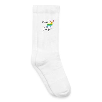 Mois de la fierté LGBTQ - Oh cerf je suis queer! - Chaussettes de tennis bio enfant - blanc - Droite