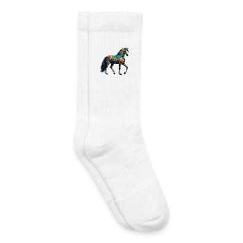 Pferd mit Blumen geschmückt - Kinder Tennissocken - Weiß - Rechts