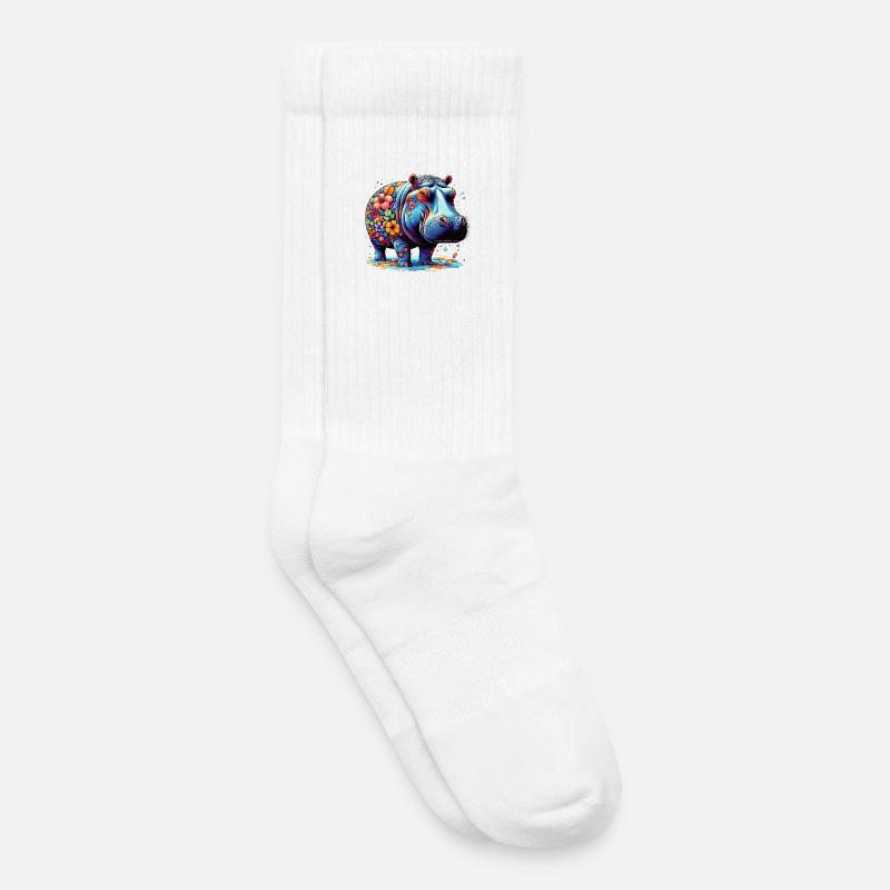 Nilpferd - Kinder Tennissocken - Weiß