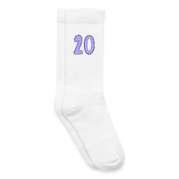 20. 20 ANS. 20e ANNIVERSAIRE. ANNIVERSAIRE 20 ANS. - Chaussettes de tennis bio enfant - blanc - Droite