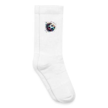 Colourful dynamic football motif with light reflections - Kids Tennis Socks - white - Right