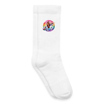 Orang-outan sur licorne arc-en-ciel - Chaussettes de tennis bio enfant - blanc - Droite