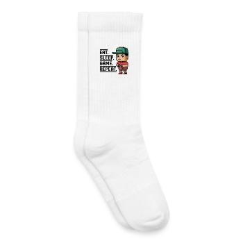 Pixel Art Gamer Lifestyle Design - Chaussettes de tennis bio enfant - blanc - Droite