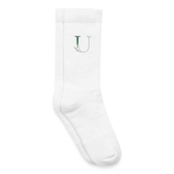 U Monogramme, Floral, Personnalisable - Chaussettes de tennis bio enfant - blanc - Droite