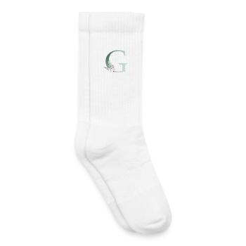 G Monogram, Floral, Personnalisable - Chaussettes de tennis bio enfant - blanc - Droite