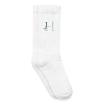 H Monogramm, Floral, personalisierbar - Kinder Tennissocken - Weiß - Rechts