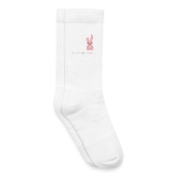 Shower de bébé avec motif de lapin rose - Chaussettes de tennis bio enfant - blanc - Droite