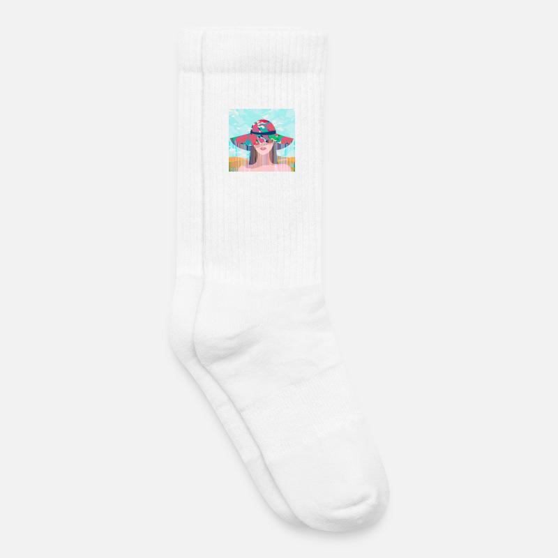Frau mit psychedelischem farbigem Hut - Kinder Tennissocken - Weiß