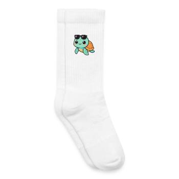 Cute turtle cartoon with sunglasses - Kids Tennis Socks - white - Right
