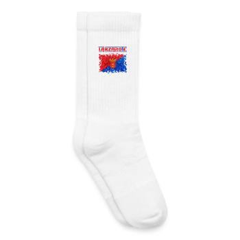Lanzarote Inselthaulschrift mit Wappen - Kinder Tennissocken - Weiß - Rechts