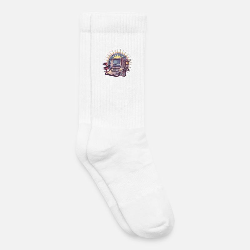 Futuristic computer with retro elements - Kids Tennis Socks - white
