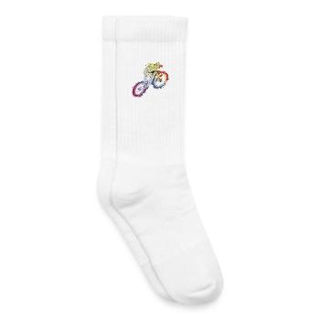 Mountainbike Abenteuer im Regenbogenstil - Kinder Tennissocken - Weiß - Rechts