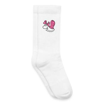 escargot fille femelle mignon jolie femme arc - Chaussettes de tennis bio enfant - blanc - Droite