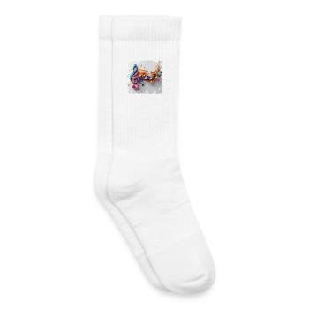 Farbenfrohe Musiknoten Kunstmotiv - Kinder Tennissocken - Weiß - Rechts