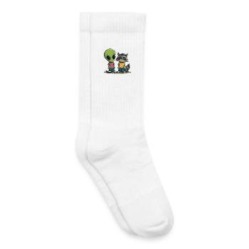 Alien & Raccoon Buddies – Amitié entre Ga - Chaussettes de tennis bio enfant - blanc - Droite