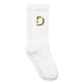 Buchstabe d Grüne Gänseblümchen - Kinder Tennissocken - Weiß - Rechts