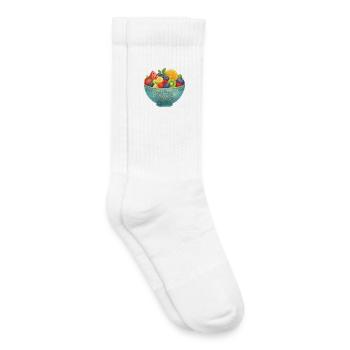 Watercolor Fruit in Mandala Fruit Bowl Healthy Fruits - Kids Tennis Socks - white - Right