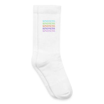 Kindness Rainbow Stacked Text - Kids Tennis Socks - white - Right
