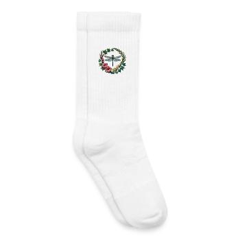 Dragonfly Floral Wreath - Kids Tennis Socks - white - Right