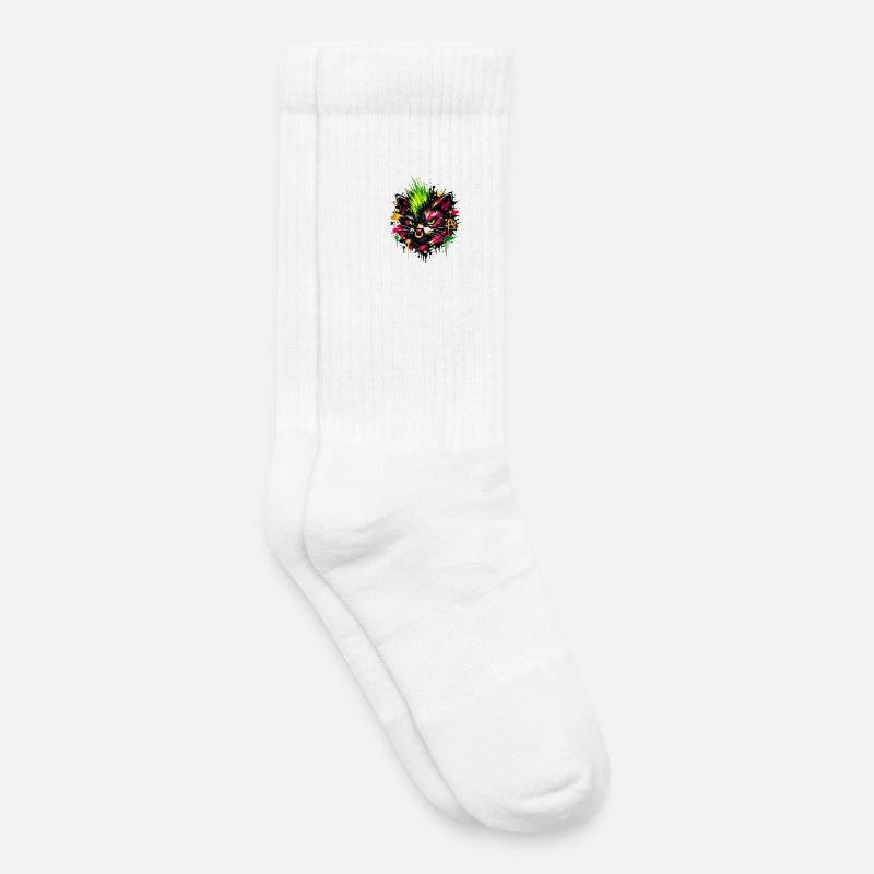 Neon Cat Graffiti Splatter - Kinder Tennissocken - Weiß