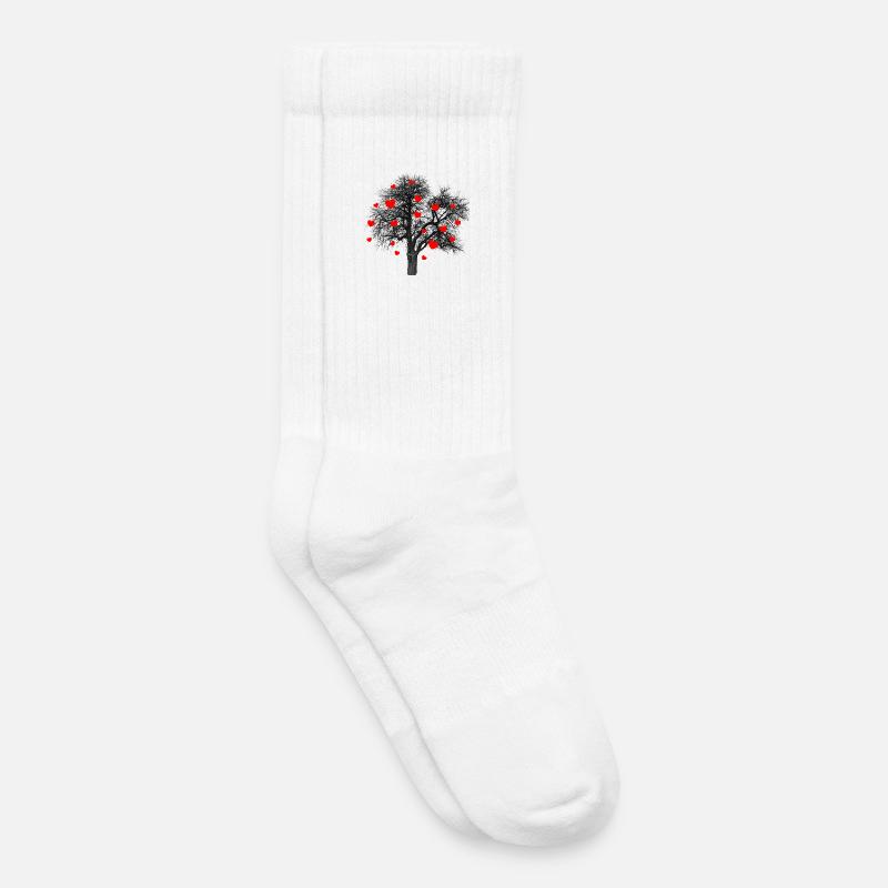 Rote Herzen Baum mit Herzen - Kinder Tennissocken - Weiß