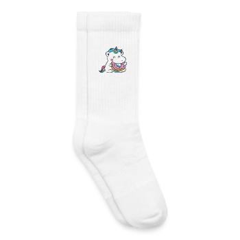 Kawaii Unicorn Hippo with Donut - Kids Tennis Socks - white - Right