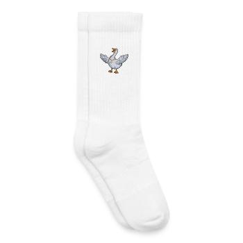 Gold Chain Goose Cartoon - Kids Tennis Socks - white - Right