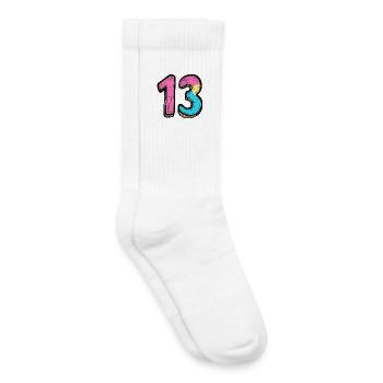 13 Number Colorful - Kids Tennis Socks - white - Right