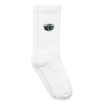 Vie à la ferme – Blue Tractor Vintage Halftone - Chaussettes de tennis bio enfant - blanc - Droite