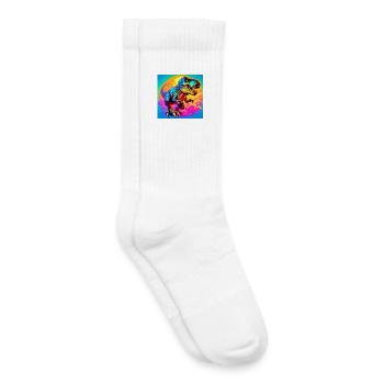 dinosaure - Chaussettes de tennis bio enfant - blanc - Droite