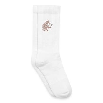 Whimsical Raccoon Dandelion Vintage Sketch Animal - Kids Tennis Socks - white - Right