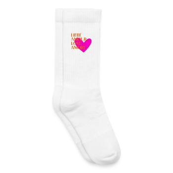 Liebe auf 4 Sprachen | Herz Statement Design - Kinder Tennissocken - Weiß - Rechts
