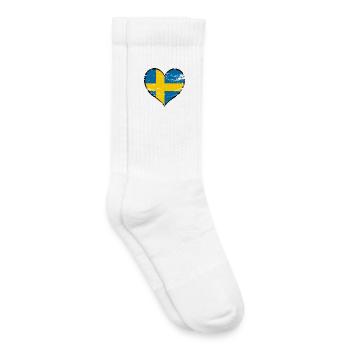 Sweden heart flag used - Kids Tennis Socks - white - Right