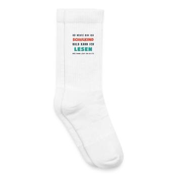 Schulkind 2026 Bald kann ich lesen - Einschulung - Kinder Tennissocken - Weiß - Rechts