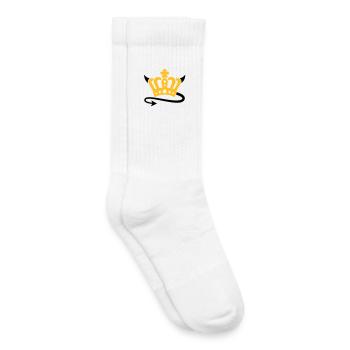 Devil | Queen | King | Königin | König | Crown | - Kids Tennis Socks - white - Right