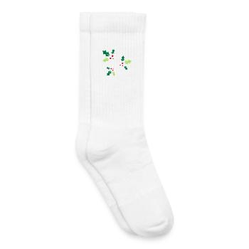three holly branches with three red berries - Kids Tennis Socks - white - Right